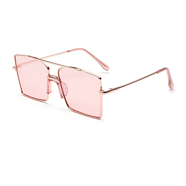 Pink Шауна негабаритный женщин Квадратные солнцезащитные очки моды плоские Lenes оттенков мужчин - Цвет линз: Pink