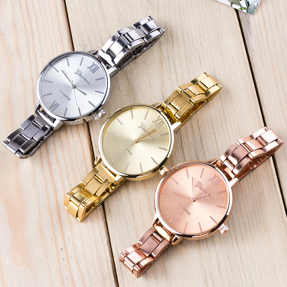 

Geneva Luxury Gold Watches Women Wristwatches Fashion Dress Bracelet Quartz Watches Cheap Price Dropshipping Relogio Feminino