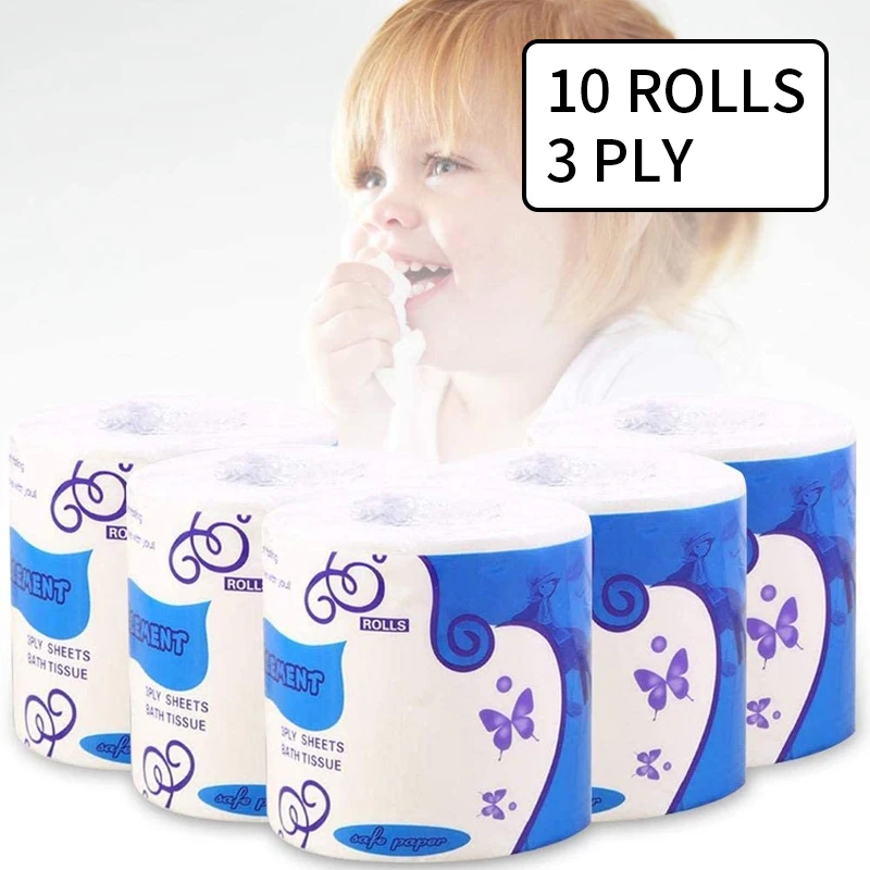 10 рулонов шелковистая и гладкая мягкая 3 слойная туалетная бумага для дома кухни