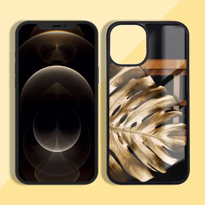 

Golden Cactus Banana Leaf Phone Case Silicone TPU+PC For iPhone11 12 mini Pro MAX 7 8 Plus X XR XS Samsung S20 10 9 8 Plus ultra