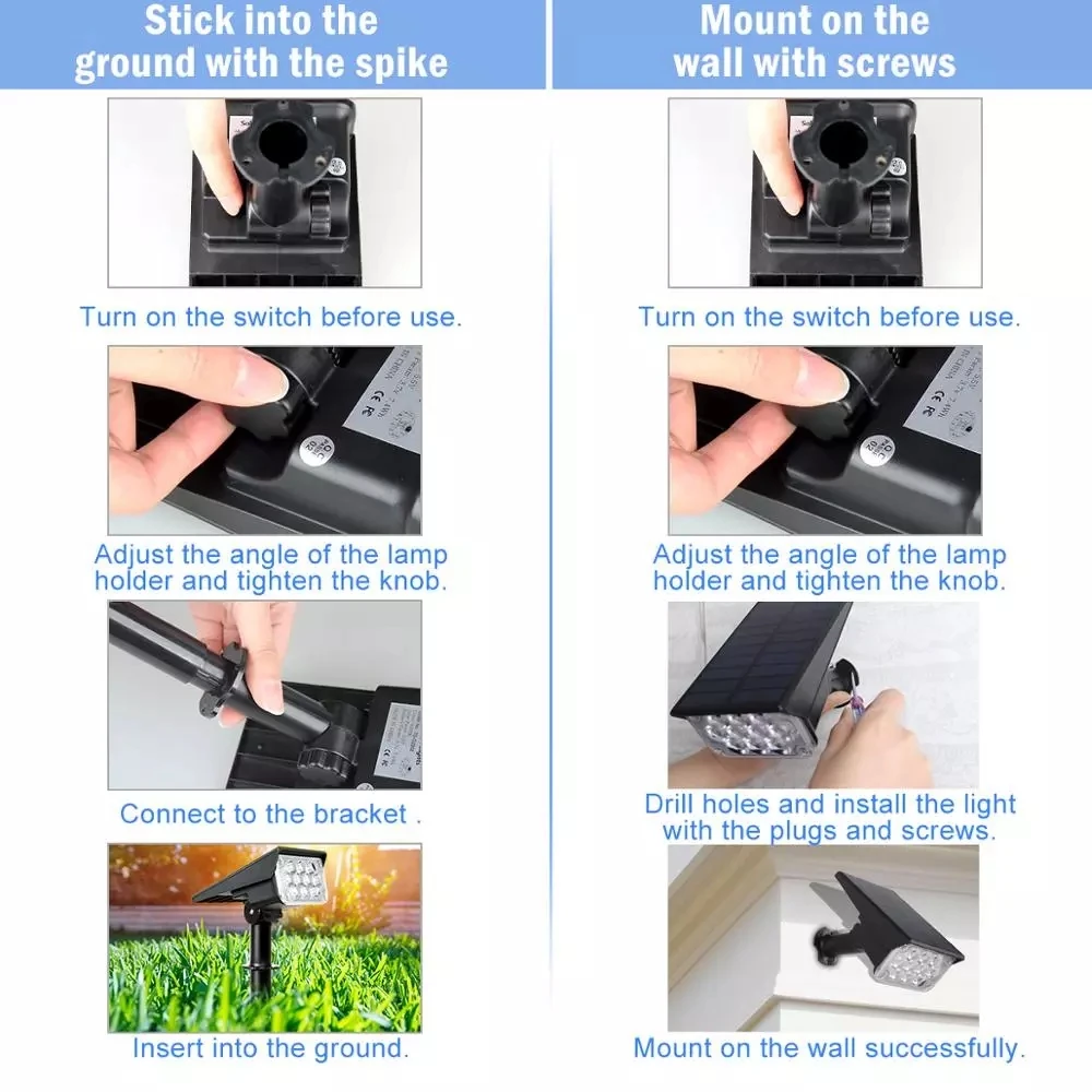 

1pc/2pc/4pcs 20LED Adjustable Solar Spotlight Solar Garden Light IP65 Super Bright Landscape Outdoor Wall Light Solar Lamp