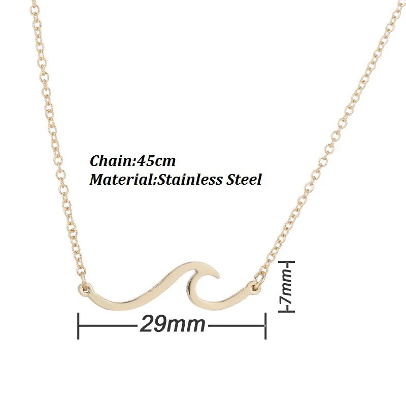 

Stainless Steel Sea Wave Pendant Necklaces Simple Clavicle Chain Geometry Ocean Surf Chokers Women's Jewelry Accessories Gifts