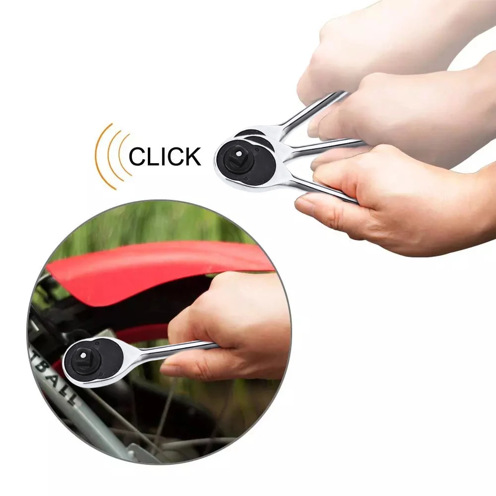 

12pcs 1/4 Inch Ratcheting Socket Wrench Set Quick Release Reversible Ratchet Spanner For Bicycle Motorcycle Accessories