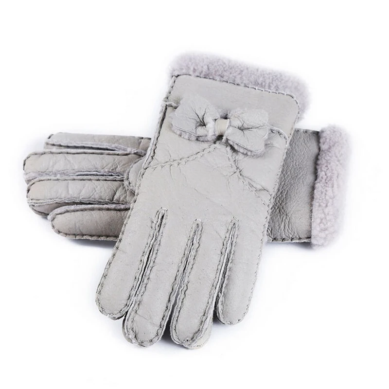 

High Quality women warm fur gloves women's winter cold-proof thermal genuine leather gloves Ladies Gloves Mittens Hand-made
