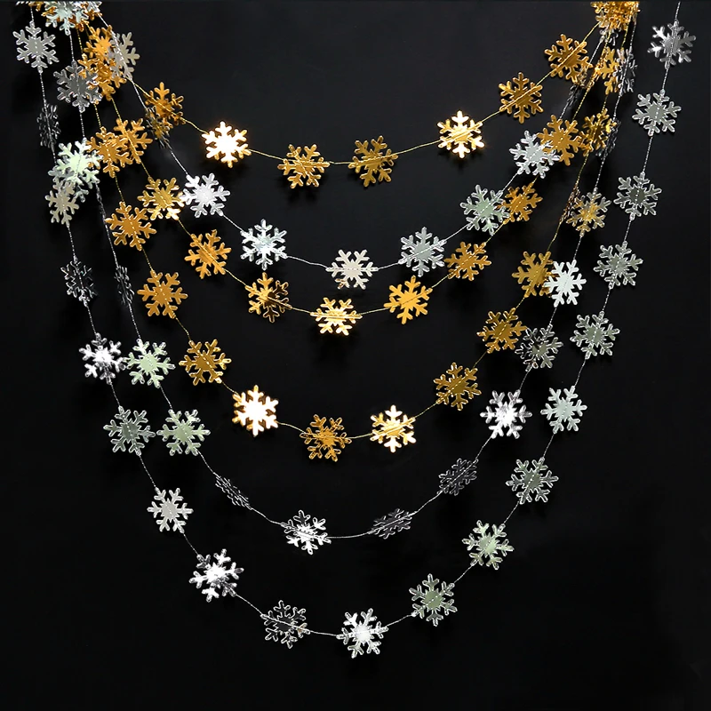 4 комплекта Серебряный Синий Белый Маленькая бумага Снежинка гирлянды флаги