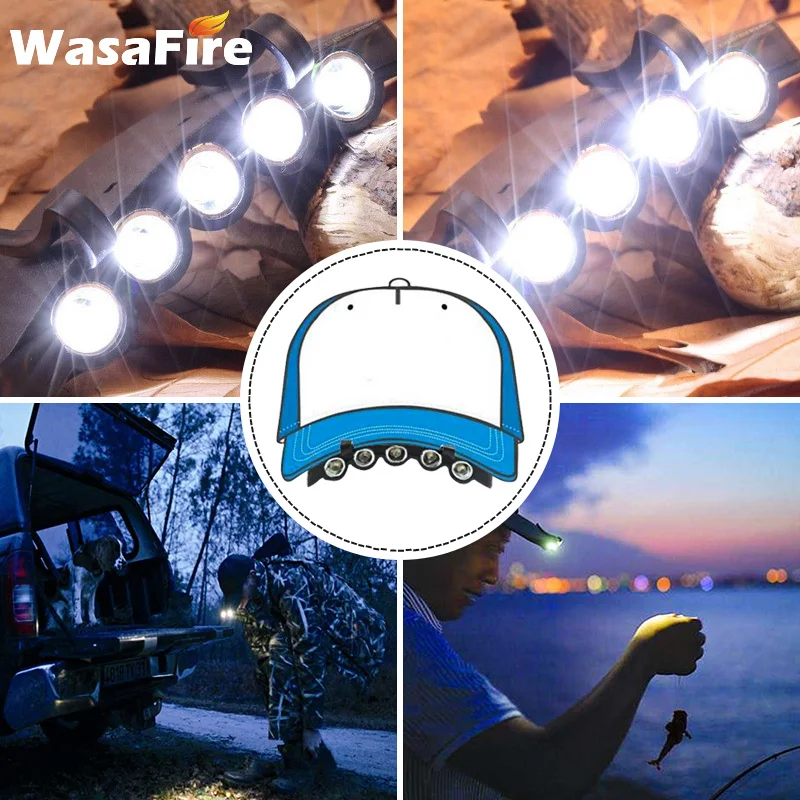 Лоб 5 светодиодные фары фонарик на кепку яркий налобный Кепки шапка клип свет