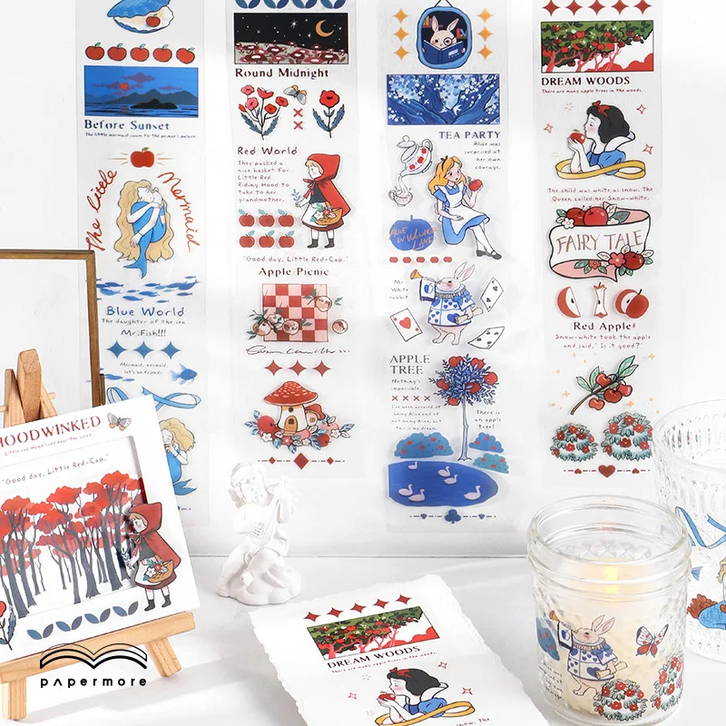 4 вида ПЭТ ленты сказка Мировая Серия наклейки для ежедневника Белоснежка