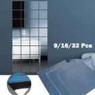 91632 шт. 3D акриловые зеркальные настенные наклейки для украшения DIY Искусство самоклеящийся украшение для Гостиная Спальня Ванная комната 15X15cm