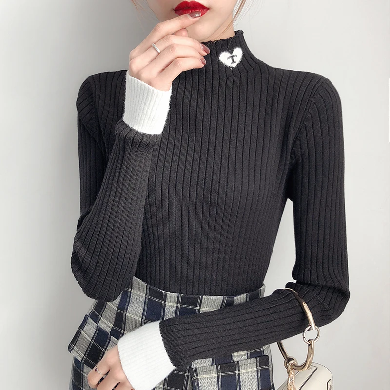

Sweater Woman 2020 new autumn and winter long sleeves with a slim bottom blouse half turtleneck sweater XBD08-XBD31
