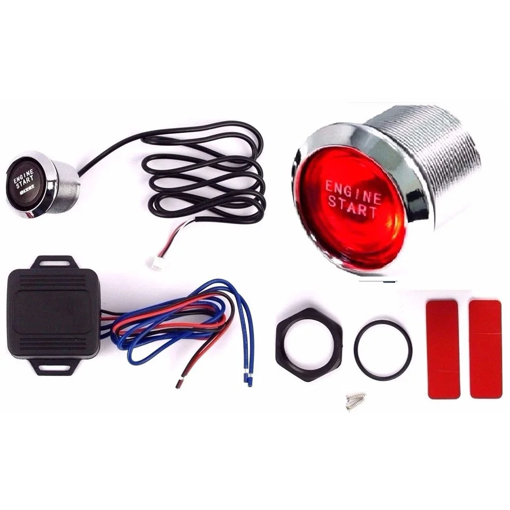 DC 12V LED Light Push Starter Spare Parts Universal Control Auto On Off Ignition Engine Start Button Switch Car Keyless | Автомобили и