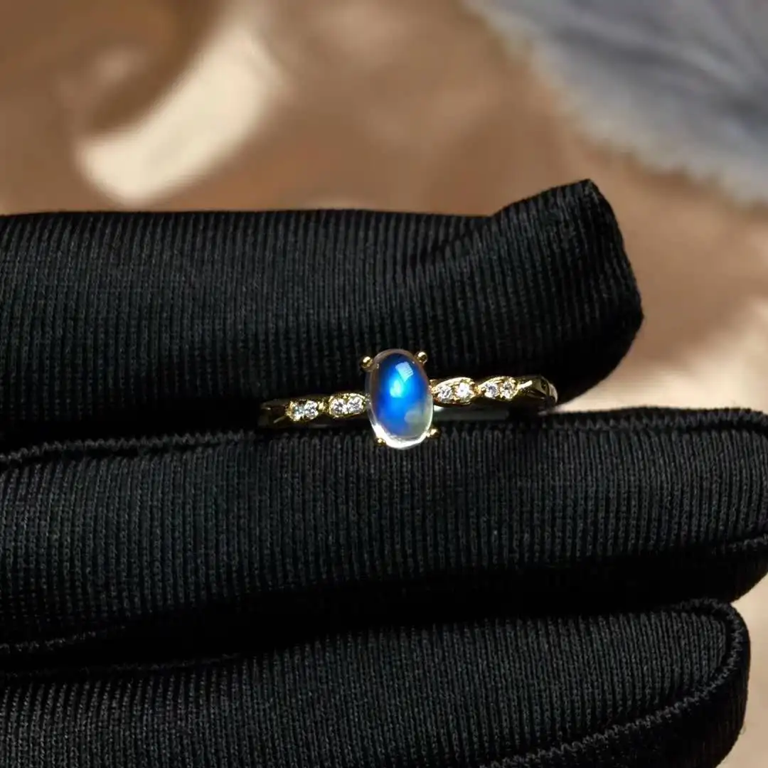 Free shipping Natural Moonstone ring 925 sterling silver Fine jewelry For men or women | Rings