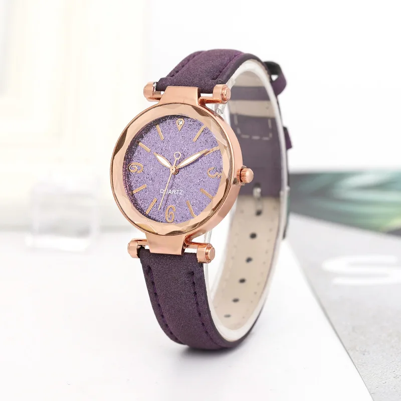 

Women quartz Watches Rhinestone Romantic Starry Sky Luminous Wrist Watch Girls Leather electronic Dial Watch Clock with Battery