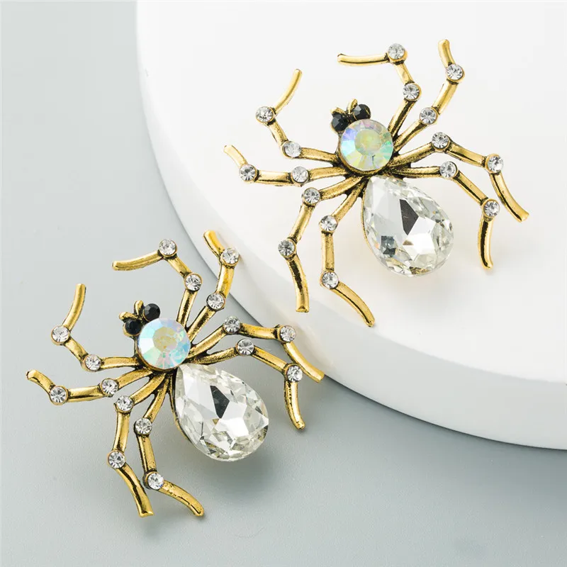 Стразы циркон кулон Винтажные серьги в виде паука для женщин девушек ювелирное