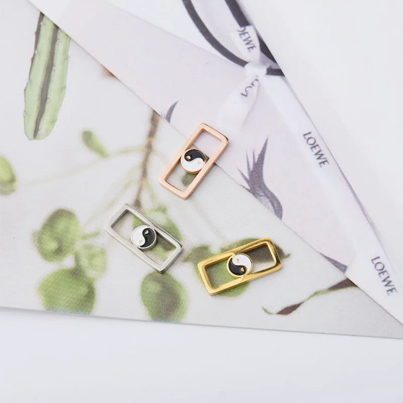 

10pcs/lot Stainless Steel Rectangle Fashion Mirror Polished Tai Chi Pendant Connector Charms Findings Jewelry Making Accessories