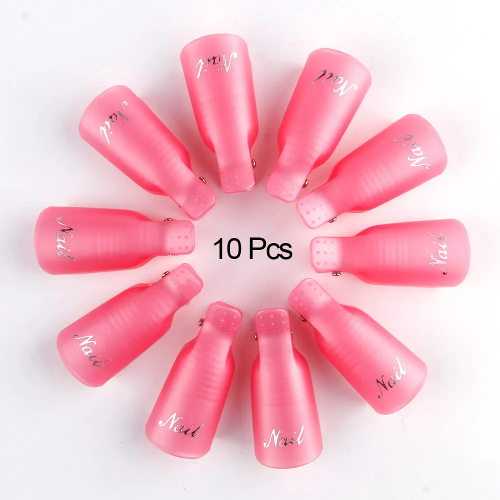 Pink 10 шт. гель лак для удаления обертывания пластиковая накладка для лакирования ногтей пинцет для снятия скоб дизайн ногтей Замачивание крышки ногтей Cleaner очиститель советы для пальцев инструменты - Цвет: Pink