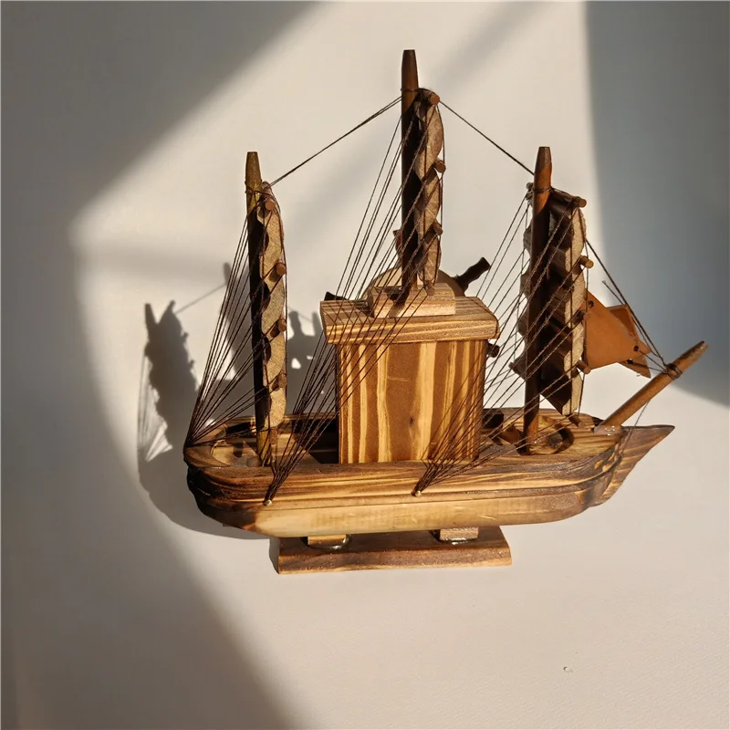 Деревянная парусная лодка ремесло руля деревянная модель украшения дома