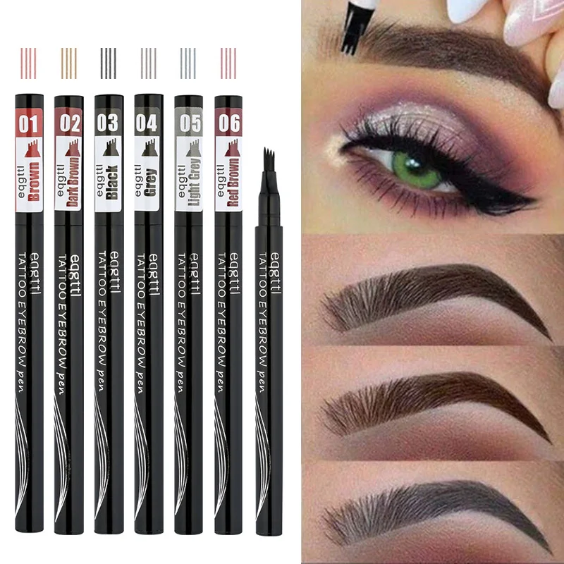 

Waterproof Natural Eyebrow Pen Four-claw Eye Brow Tint Makeup three Colors Eyebrow Pencil Brown Black Grey Brush Cosmetics