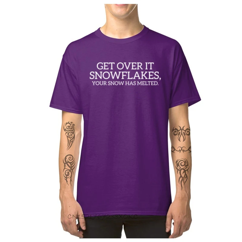 

Designer T Shirts New Design GET OVER IT SNOWFLAKES Cotton Fabric Men Tops Tees Europe Men's T-shirts Round Collar TShirt