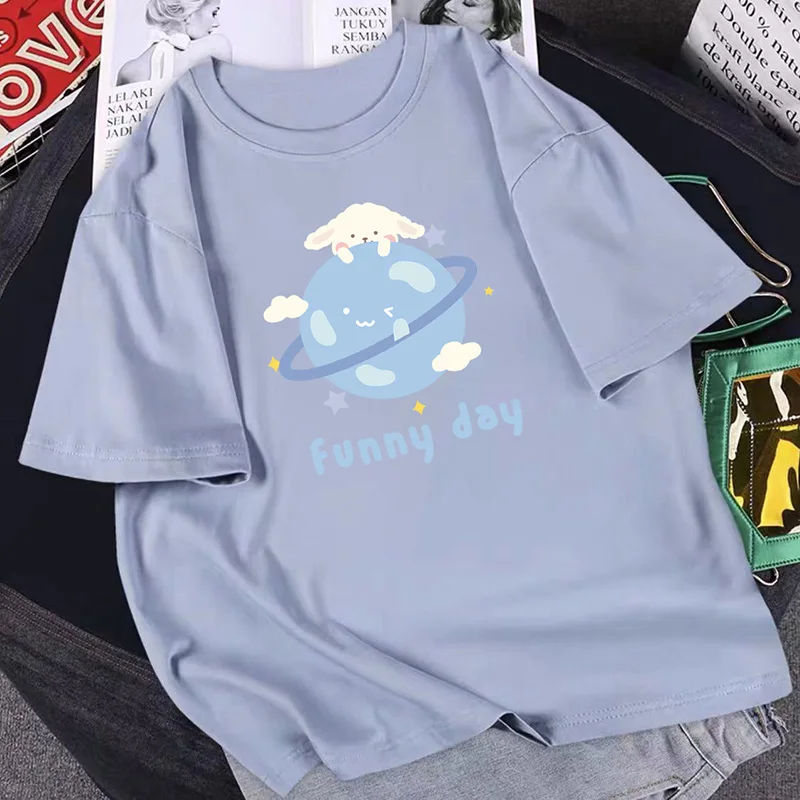 

Pure Cotton Short-Sleeved T-Shirt Women Summer 2021 New Style Korean Loose Wild Printing Half-Sleeved Couple Suit