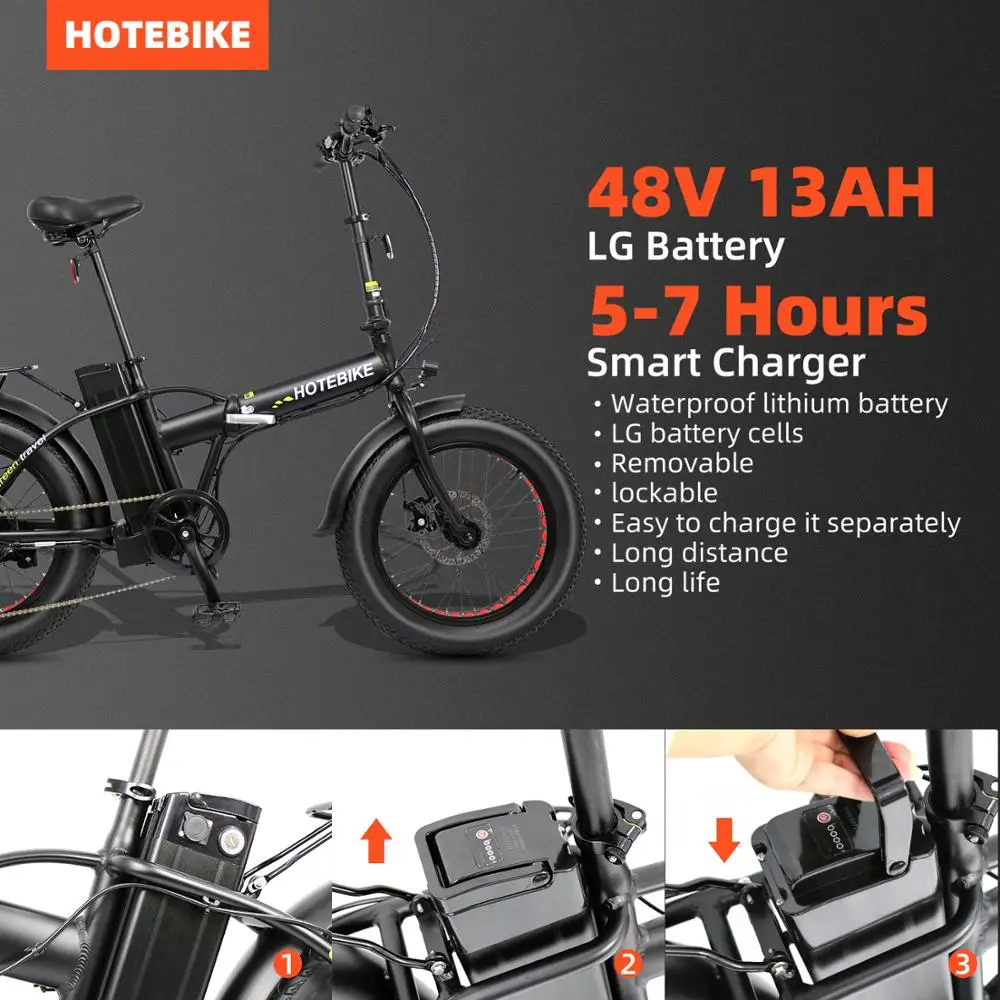 Billig HOTEBIKE Elektrische Fett Bike Falten Elektro-bike 7 Geschwindigkeit 48v 500w Mini E-bikes Mit 48v 10ah Batterie (A7AM20)