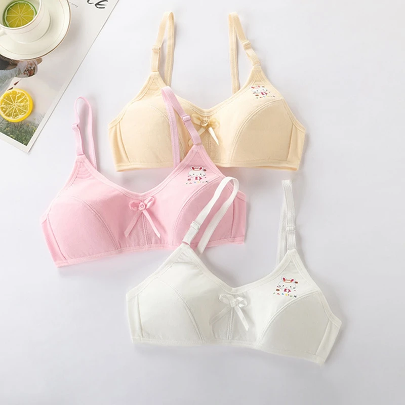3Pcs/Lot Girls Training Bra Cotton Kids Underwear Wireless Teens Puberty Clothing Undergarment Clothes 10-16Y Bras Vest | Мать и ребенок
