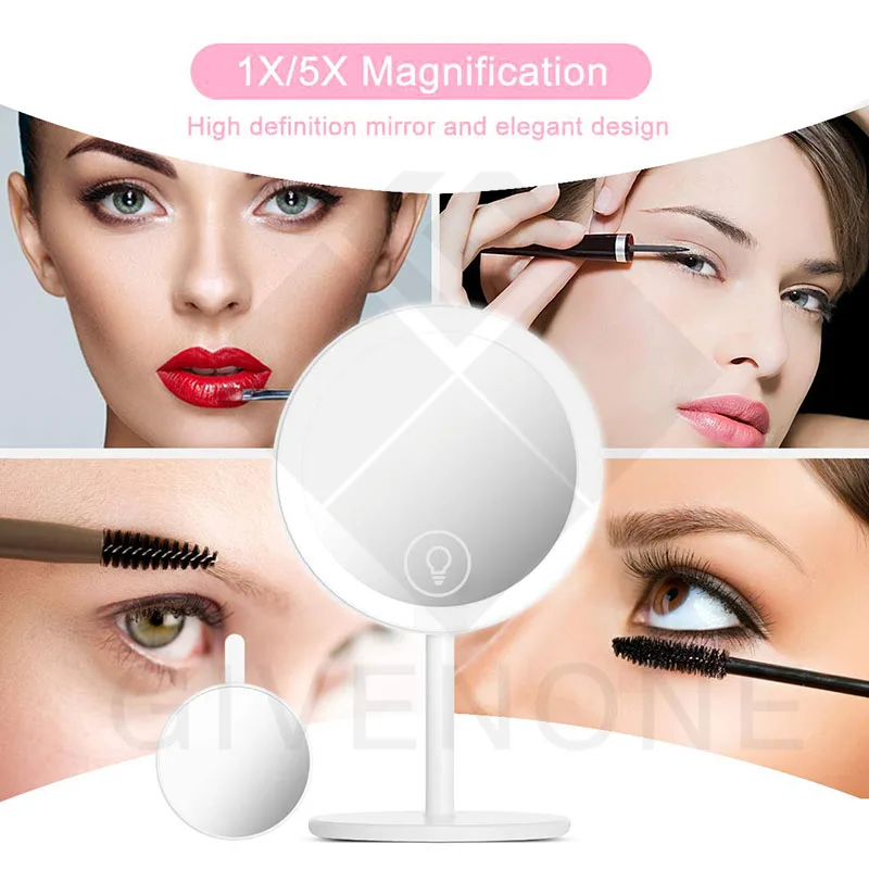 

5 Dimes Magnifying Glass Multi-Function Makeup Mirror LED Touch Luminous Makeup Table Mirror Portable Makeup Beauty Mirror