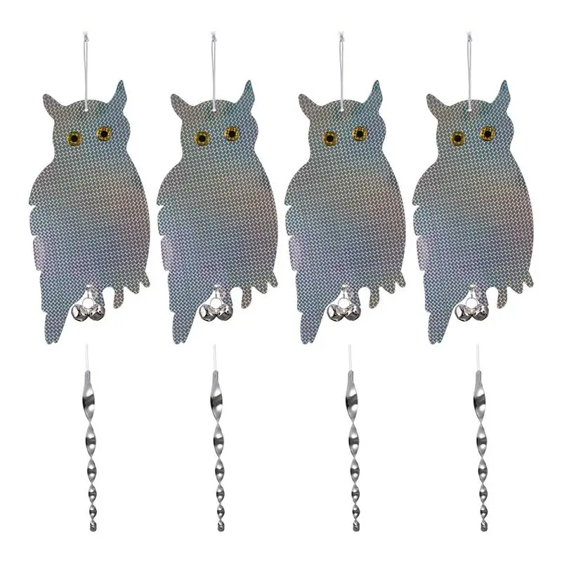 

4pcs Durable Owl-Shaped Hanging Reflector Owl Bird Repeller Garden Balcony Bird Repeller Outdoor Garden Farm Decoration