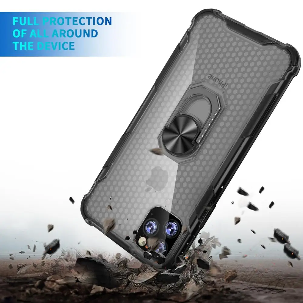 

Protection Shockproof Phone Case For iPhone 11 Pro XR X Xs Max Apple 7 8 6 6s Plus Vehicle mounts Magnetic Ring Back Cover Cases