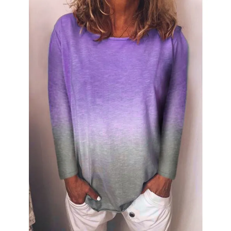 Модная футболка, женские топы, футболки Harajuku, Blusas, летняя женская футболка размера плюс 5XL 4XL, женская одежда с радужным принтом - Цвет: B Purple