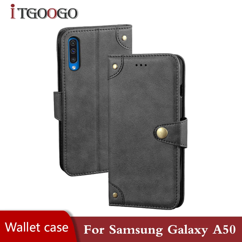 Кожаный чехол для samsung Galaxy A50 чехол-кошелек чехол-книжка магнитный противоударный