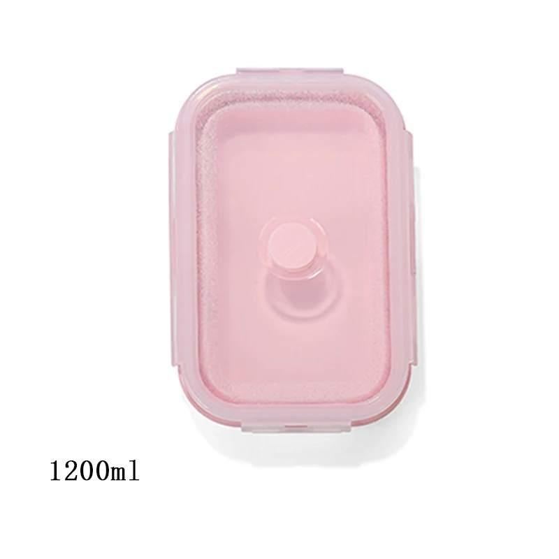 1200ml pink Силиконовый складной Ланч-бокс контейнер для хранения еды Bento Microwavable портативный пикник кемпинг открытый Ланч-бокс - Цвет: 1200ml pink