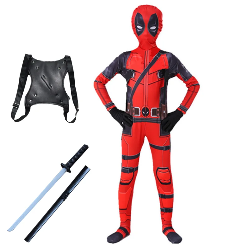 Детский костюм для косплея мальчиков супергероя Дэдпула маска комбинезон
