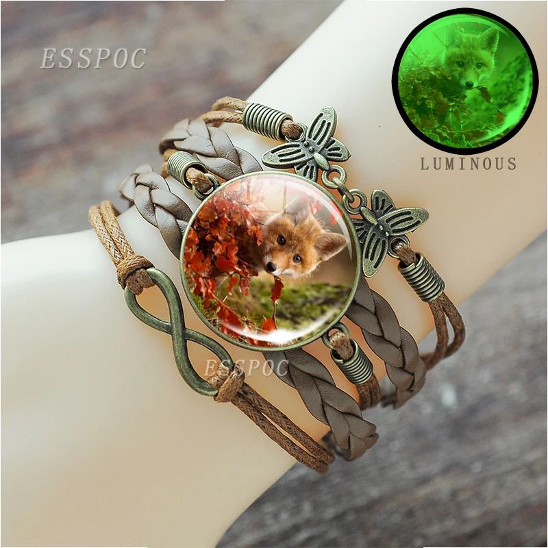 Женский браслет ручной работы с изображением милой красной лисы | Украшения и