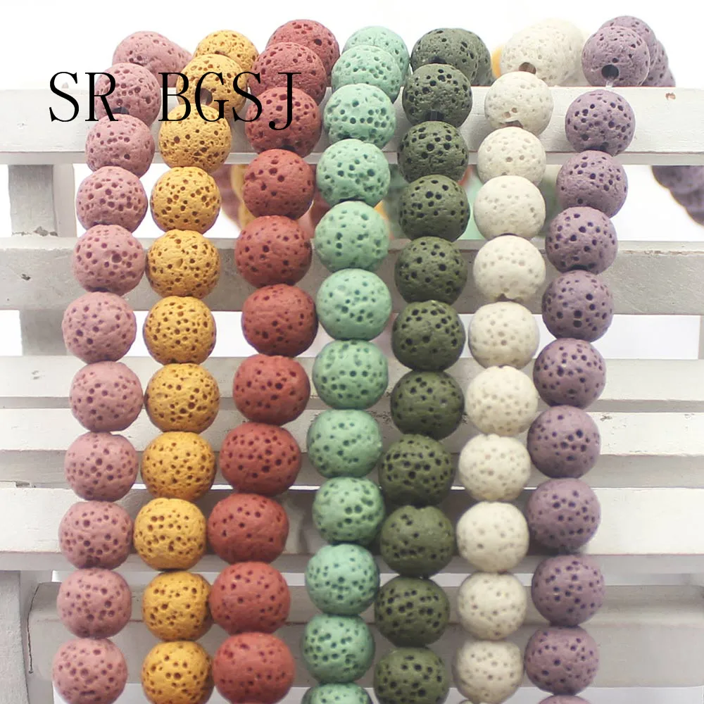6 8 10 12 мм Круглые разные цвета лава камень драгоценные камни ювелирные изделия