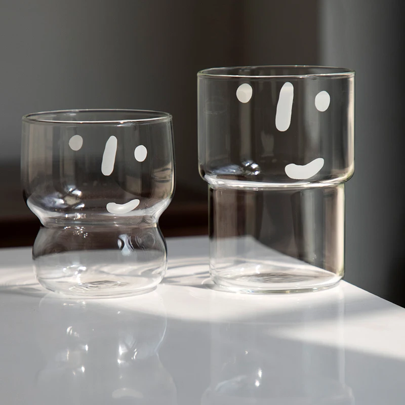 Creative Glass Cup Coffee Milk Tea Water Cup Cute Funny Children Drinking Glass Couple Gift Mug Vasos Drinkware