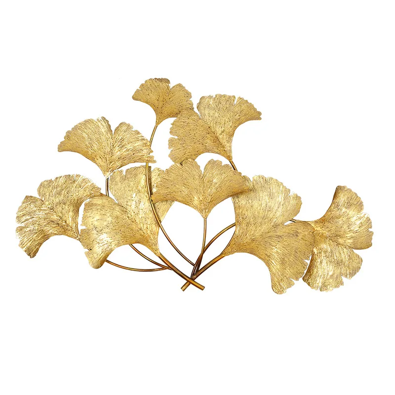 

Golden Ginkgo Wrought Iron Wall Decoration Home Living Room Porch Decorative Pendant Solid Wall Decoration Wall Hanging