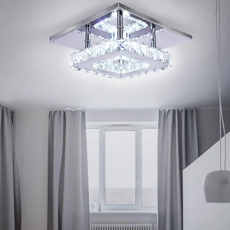 Современный светодиодный светильник потолочный хромированный Кристалл