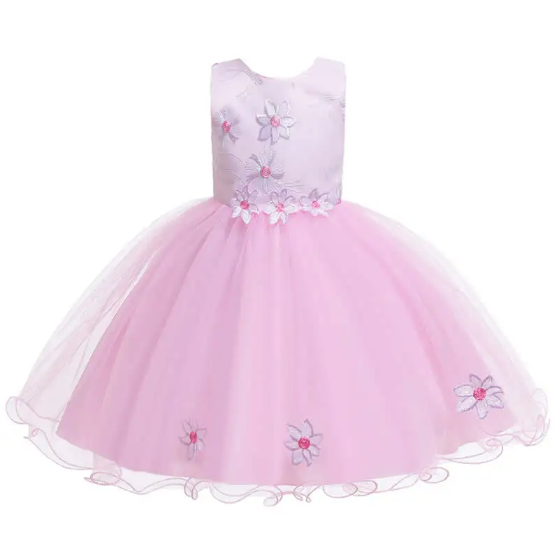 Girls Party Dress L Праздничное платье с цветочным рисунком для маленьких девочек; торжественный костюм для малышей; свадебное платье с цветочным принтом для девочек; кружевное бальное платье без рукавов с цветочным принтом - Цвет: Girls Party Dress L