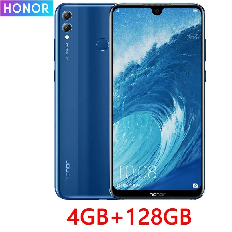 Honor 8X Max 7,12 дюйма Мобильный телефон Android 8,1 16 МП Восьмиядерный экран отпечатков пальцев ID 4900 мАч батарея смартфон - Цвет: 4GB 128GB Blue