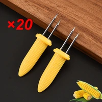 61220pcs heat resistant fork corn skewer stainless steel corn holders corn the cob skewers fruit forks outdoor barbecue tools