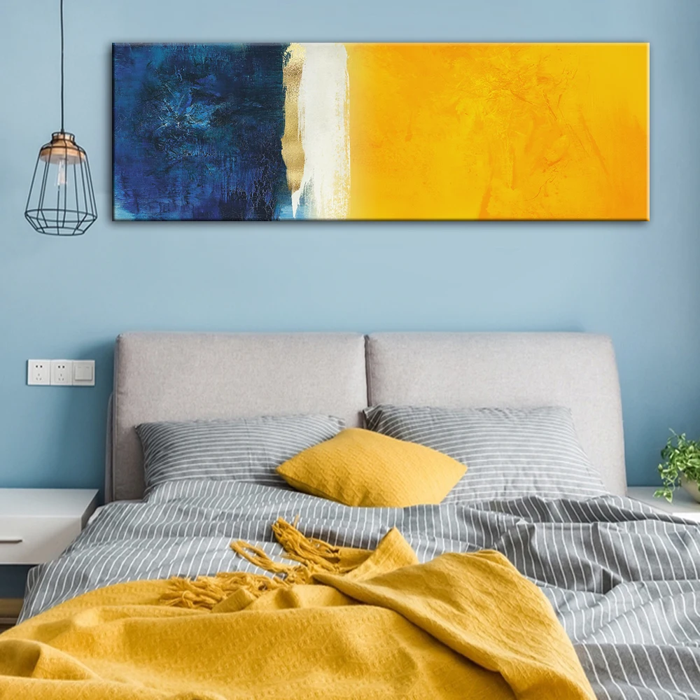 Абстрактный холст искусство картины и принты синие Желтые цвета граффити для