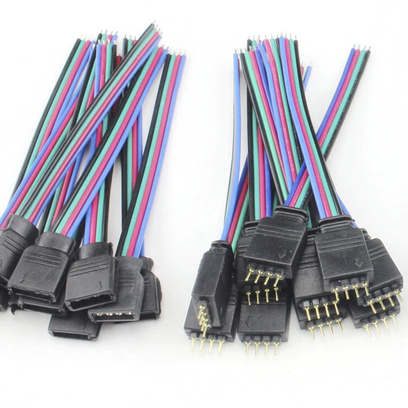 1/5 шт. 4 Pin светодиодный RGB полоса соединителей Женский Мужской разъемы провод