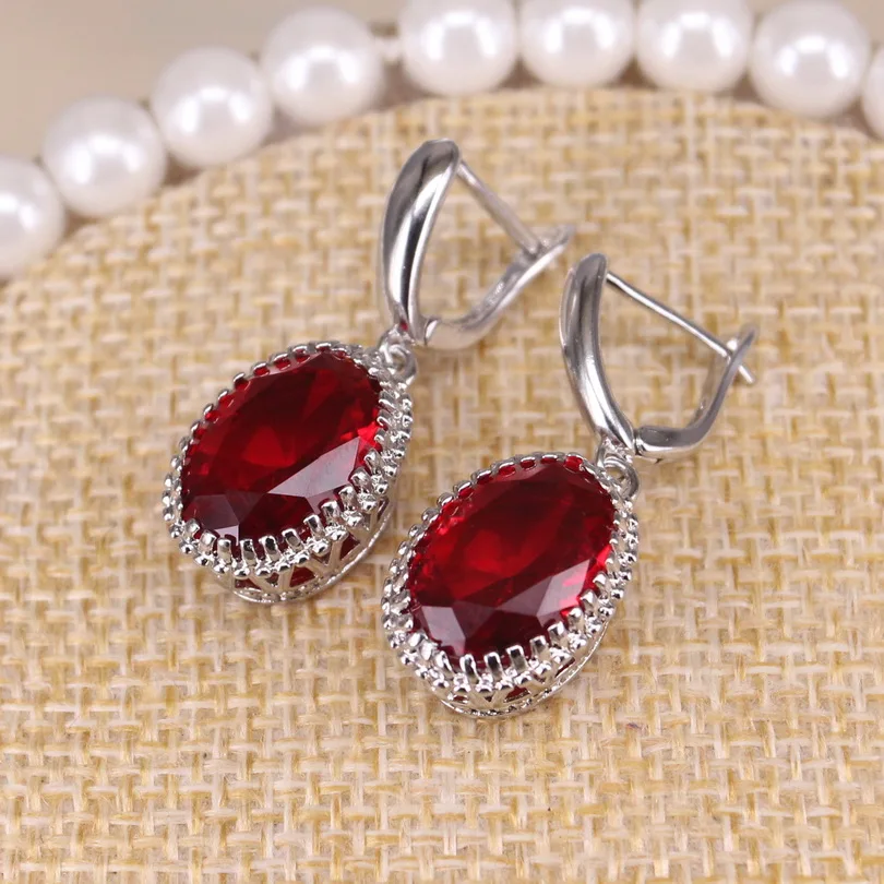 

Emerald Sapphire Topaz 925 Silver Long Earrings for Women Wedding Jewelry Free Gift