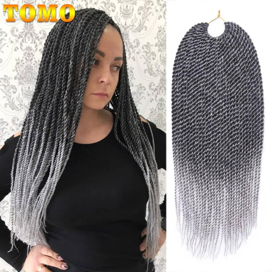 

TOMO 30Roots 14" 16" 18" 20" 22" Ombre Synthetic Braiding Hair Extensions Small Crochet Braids Senegalese Twist for Black Women