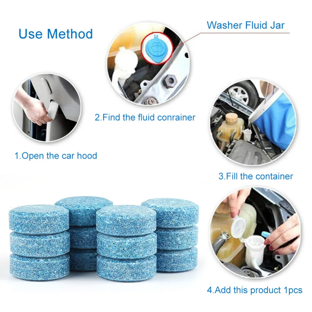 

10pcs Solid Washer Car Windshield Cleaner Effervescent Tablets Agent Universal Automobile Glass Toilet Cleaning Remover Dust Acc