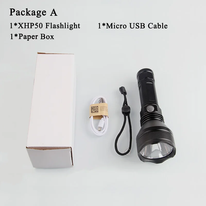 Package A D50 AliBrit мощный XHP50 светодиодный фонарик большой свет чашка лампа водонепроницаемый для наружного горячего кемпинга оборудование факела фонарь - Испускаемый цвет: Package A
