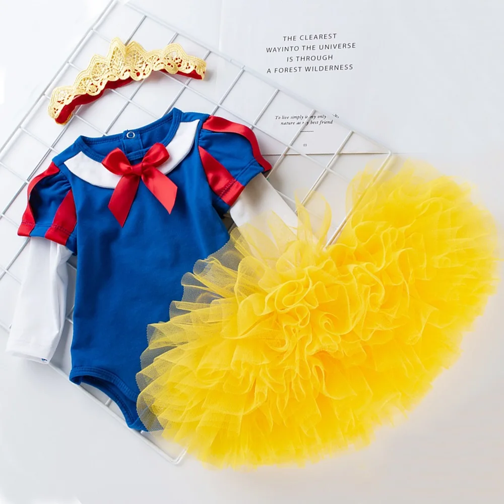 Детский костюм принцессы белый комбинезон + юбка-пачка корона