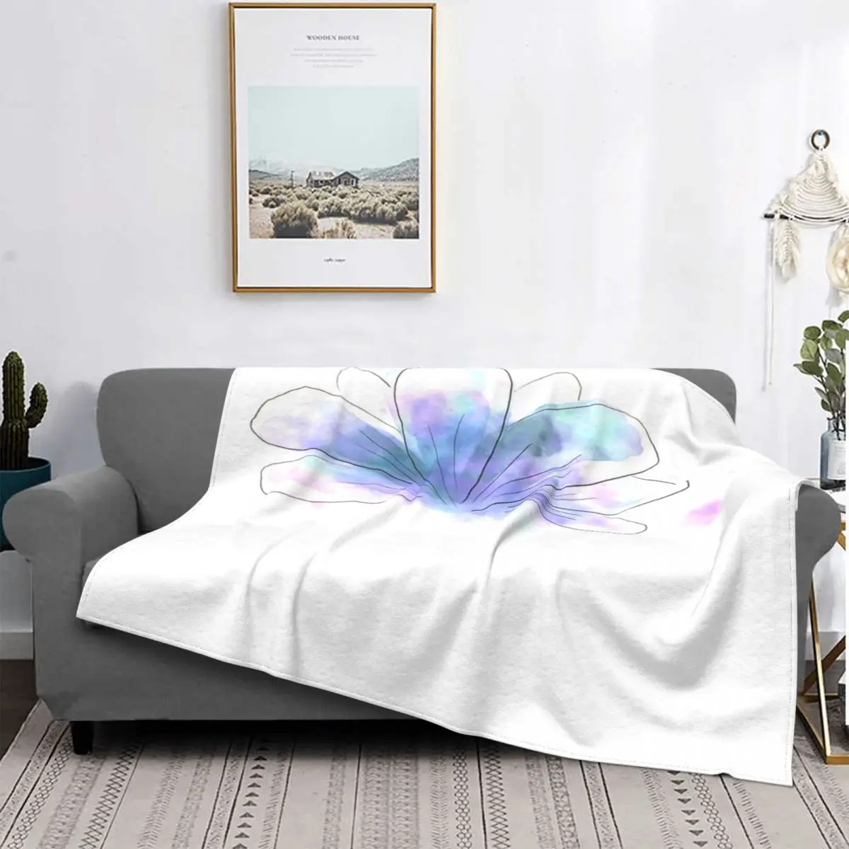 

Manta de flores de acuarela, colcha para cama a cuadros, funda de sofah, manta a cuadros, Manta ponderada