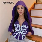 Худи HEYounGIRL в стиле Харадзюку в готическом стиле, куртка, женские осенне-зимние готические пальто с капюшоном, толстовка в стиле гранж в стиле хип-хоп в Корейском стиле