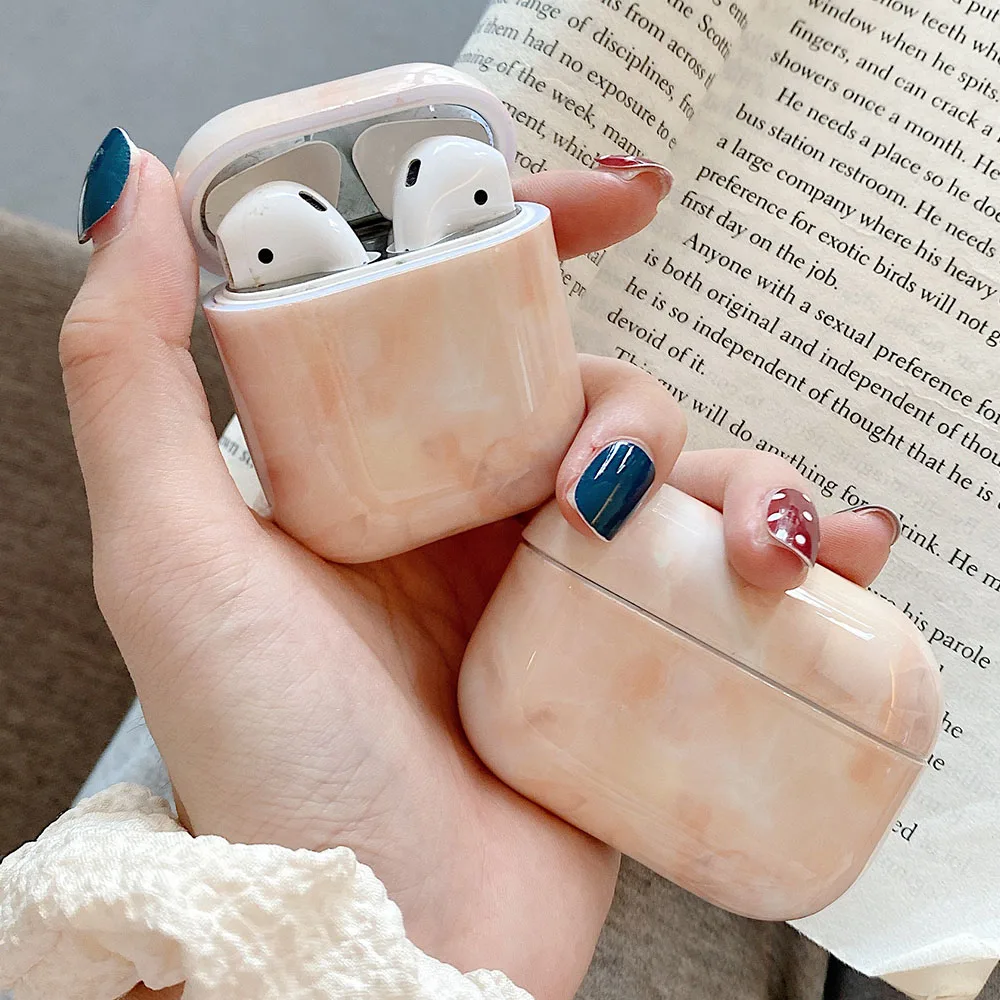 Чехол для наушников AirPods Pro 2 Luxury Marble Hard PC Glossy Bluetooth Wireless Charging Box Cover для AirPods 1 3 Air Pods.